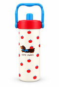 Puppy Carry – Cute Cream &amp; Red Apple Water Bottle